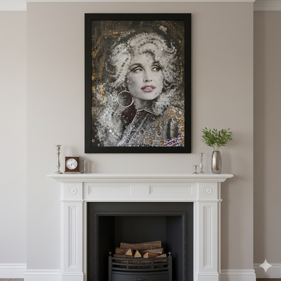 Hand Crafted Other - HANDCRAFTED Abstract Dolly Parton Painting HANDPAINTED HANDMADE Wall Art Decor